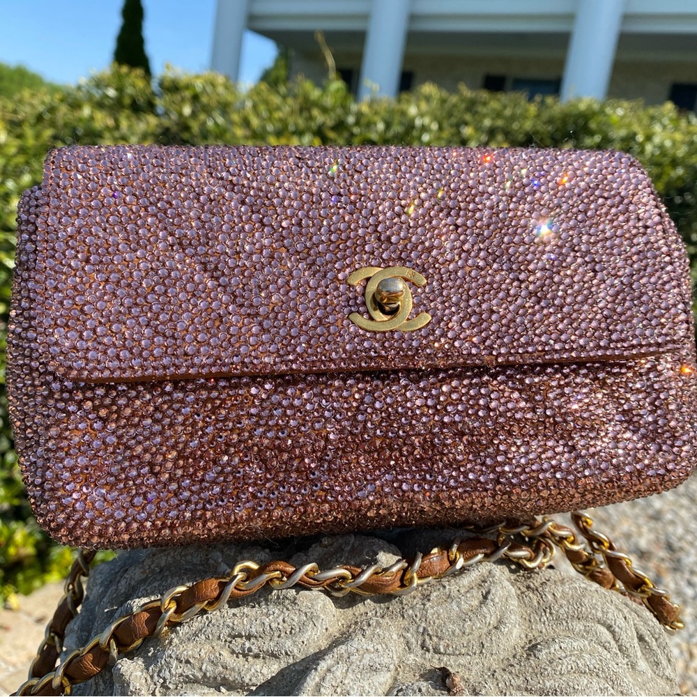 Chanel vintage mini flap bag with Swarovski crystals